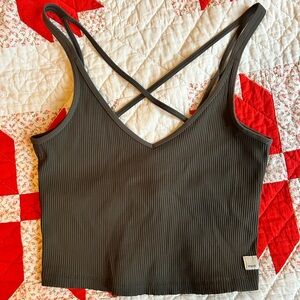 Ribbed Olive Green Crop Top